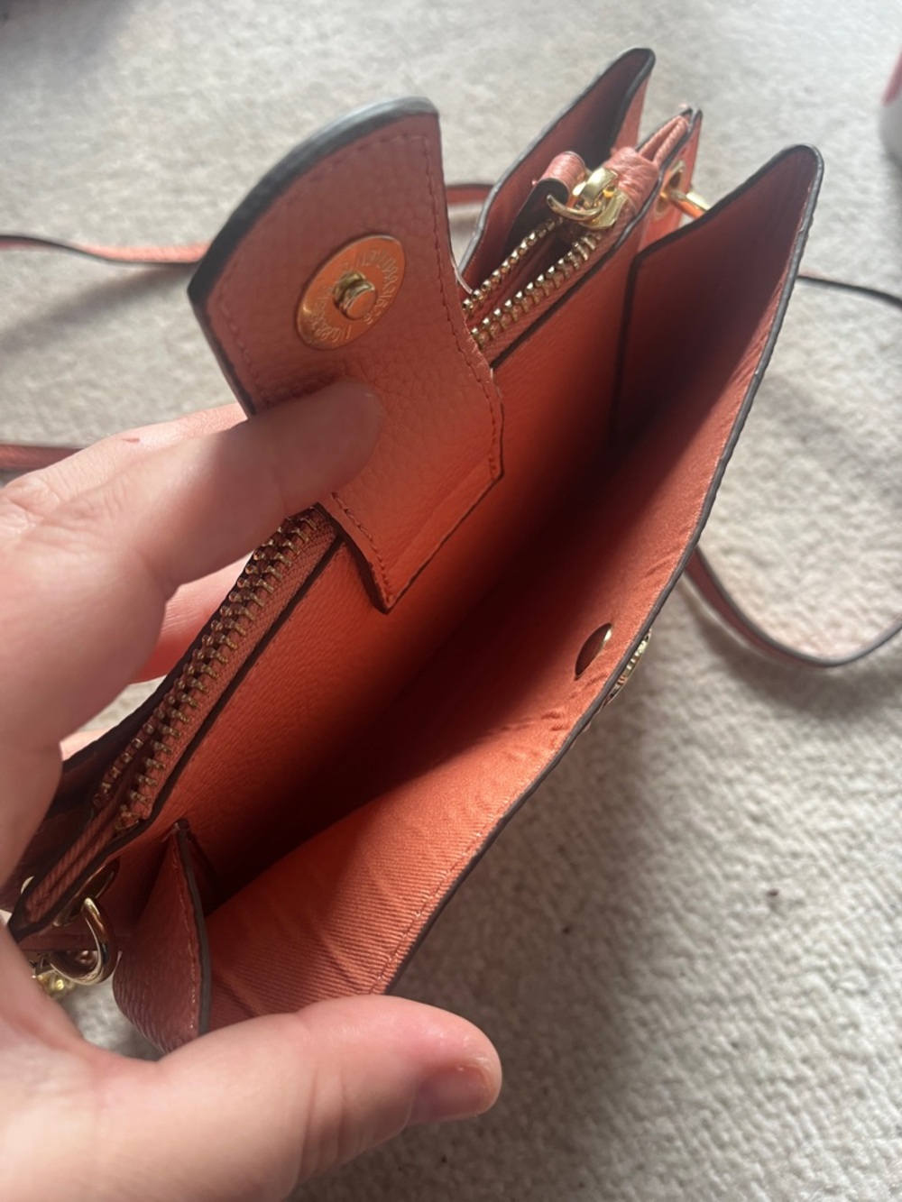 Nanette Lepore Textured Leather Crossbody Wallet - Coral Pink - Picture 3 of 4
